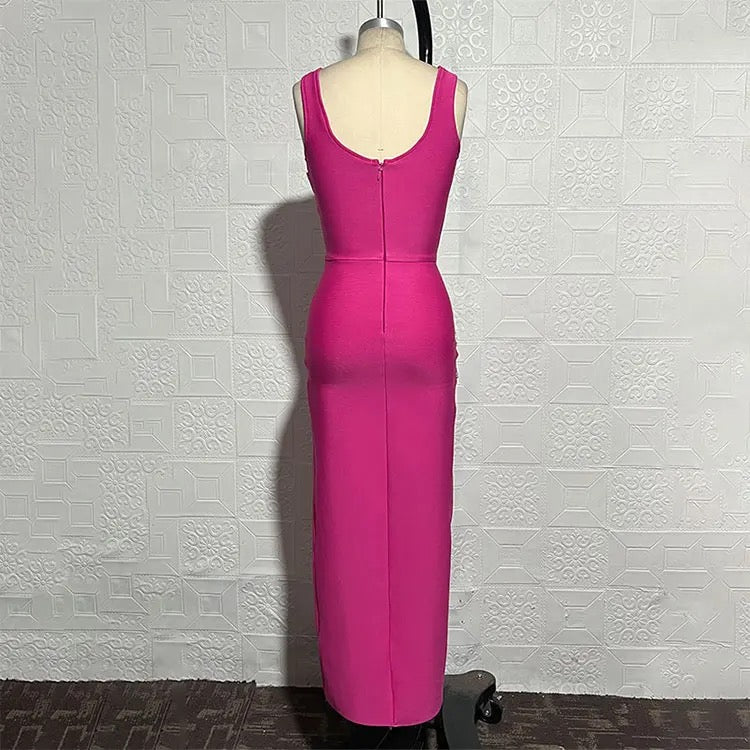 Fuchsia Glow Bandage Dress