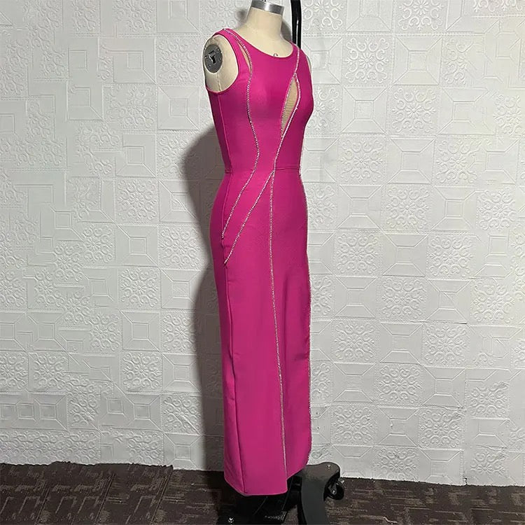 Fuchsia Glow Bandage Dress