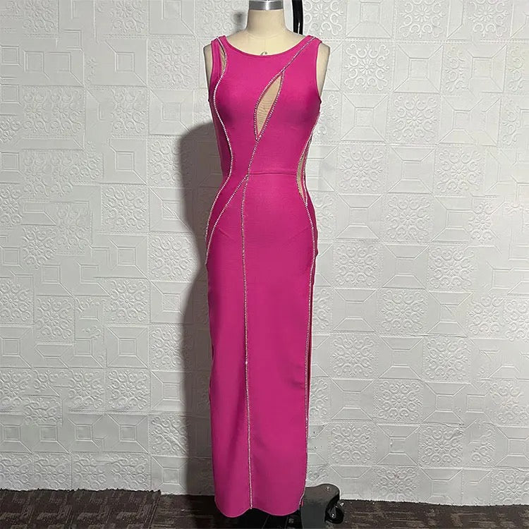 Fuchsia Glow Bandage Dress