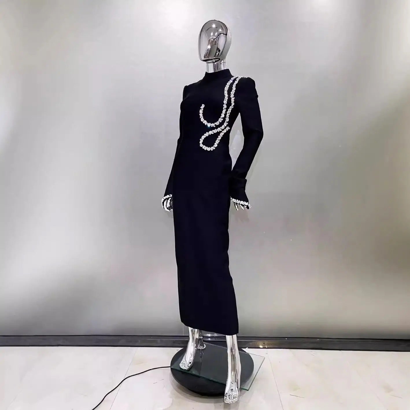 Chain Elegance Bandage Dress