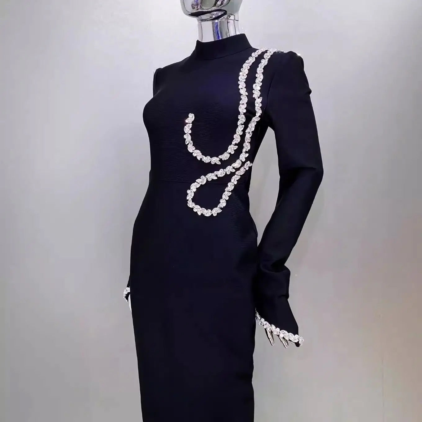 Chain Elegance Bandage Dress