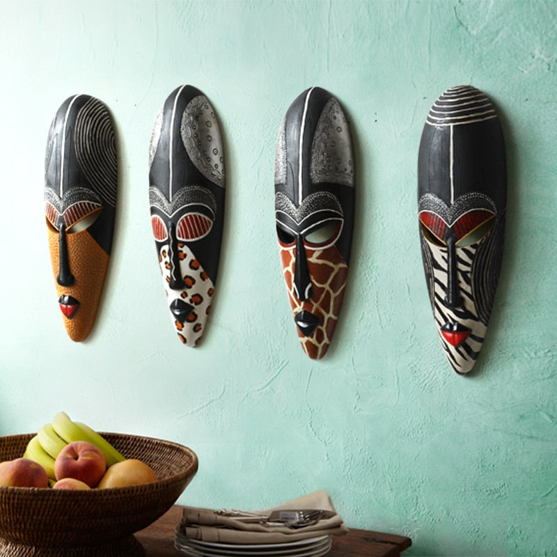 Retro Resin African Masks Portraits