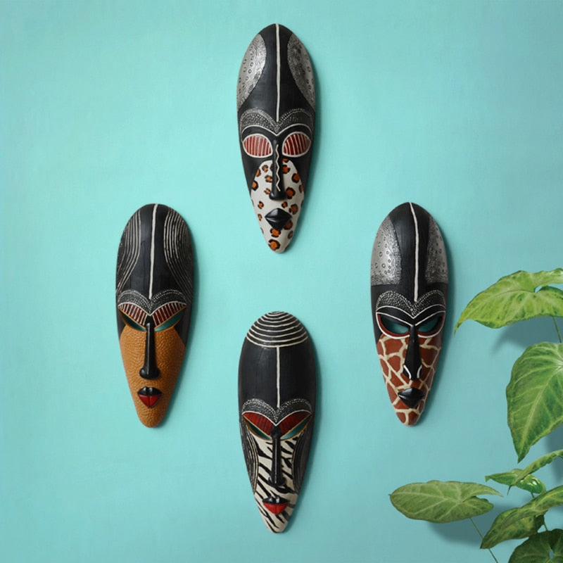 Retro Resin African Masks Portraits